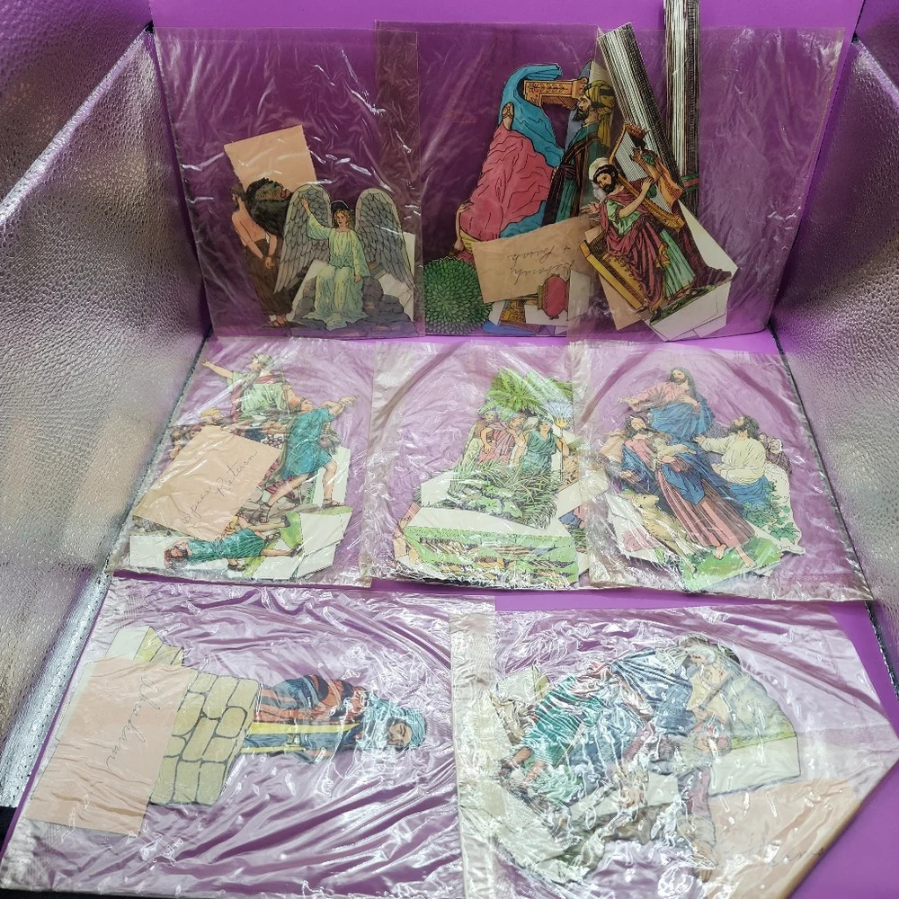 Vintage Bible Card Stock Paper Cut Out Stand Ups Story Tell Teaching - Large Lot - Picture 3 of 12